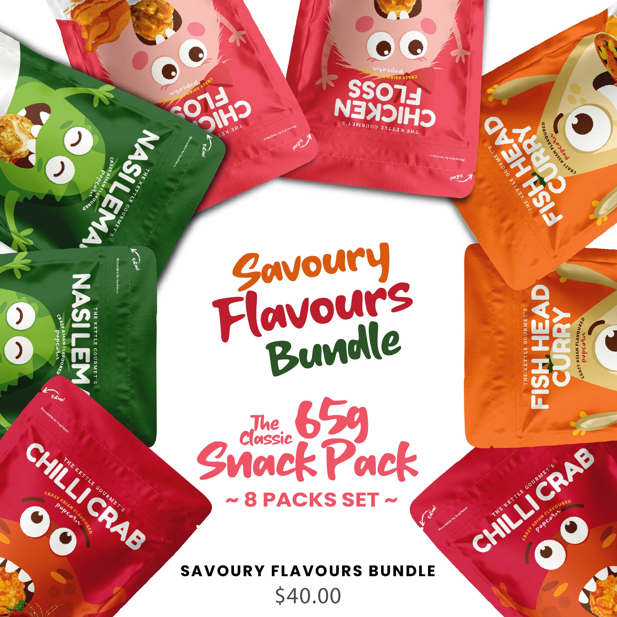 Savoury Flavours Popcorn Bundle (8 Packs x 65g)