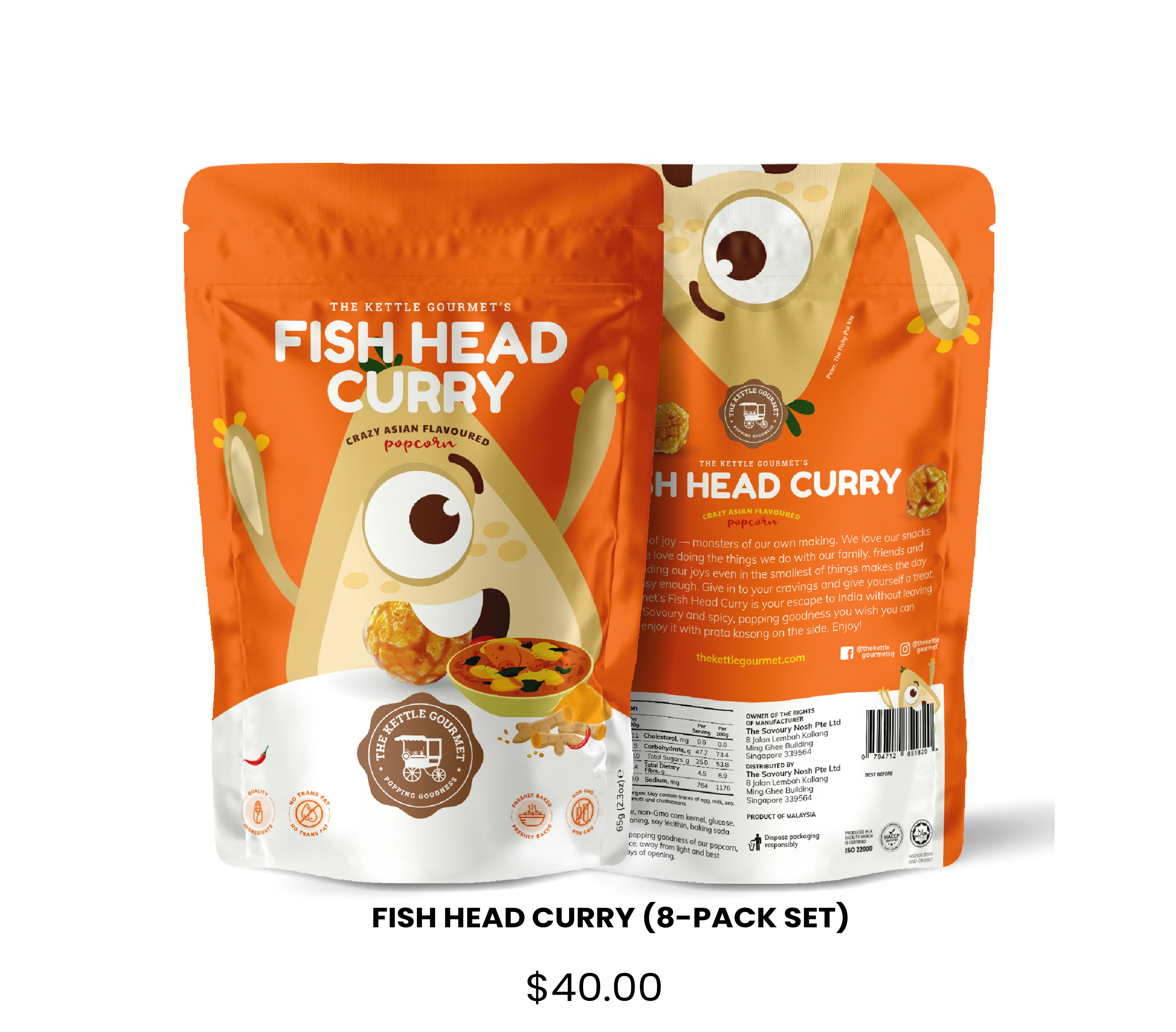 Fish Head Curry Popcorn (8 Packs x 65g)