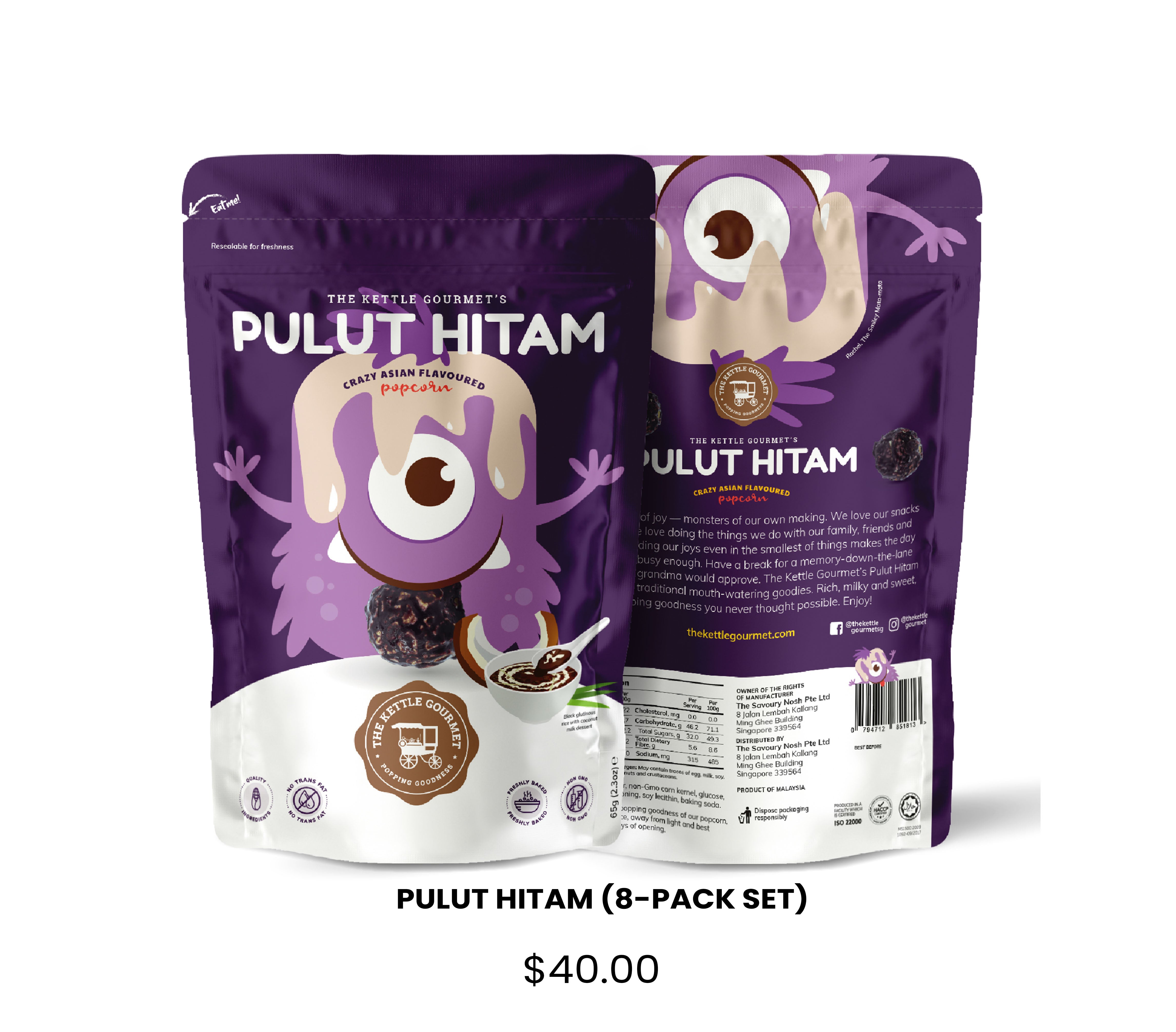 Popcorn Hitam Pulut Hitam (8-pack Set) | Gourmet Popcorn Snacks Delivery