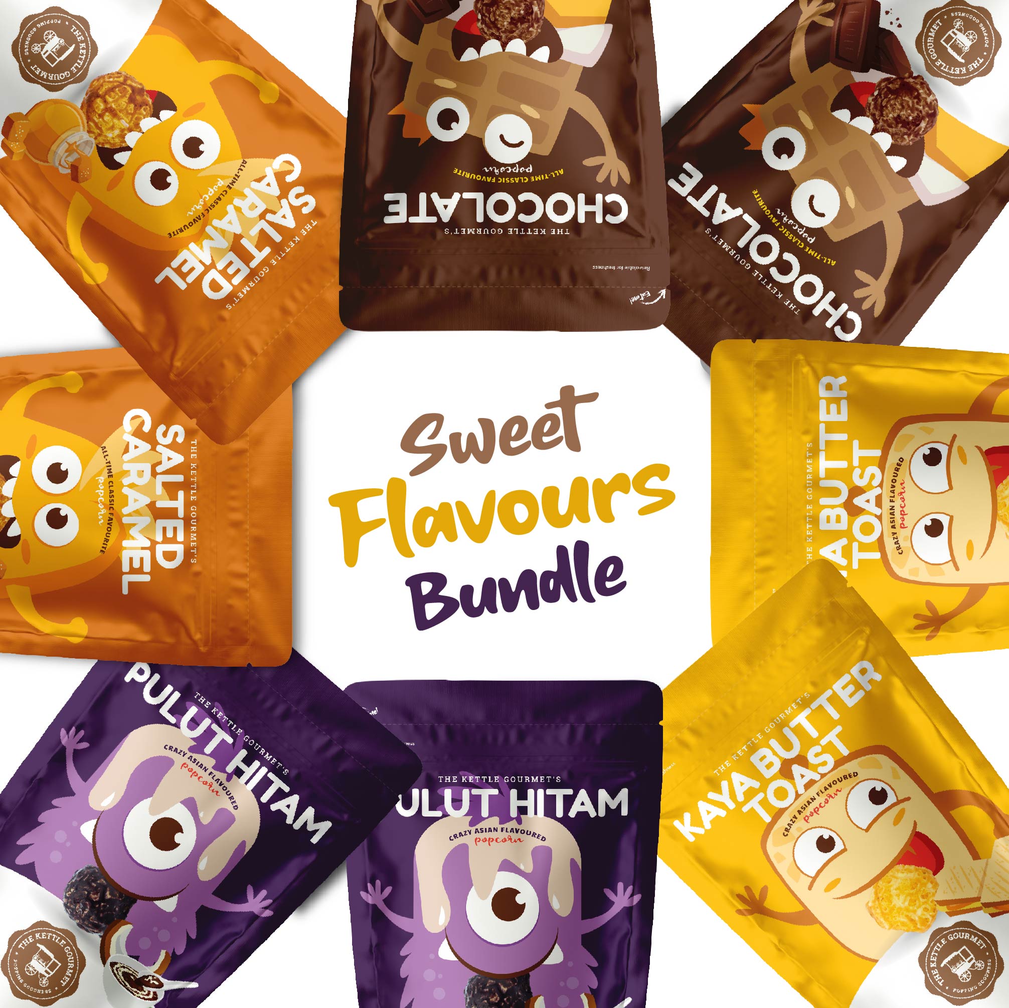 Sweet Flavours Bundle (8 Packs x 65g) | Gourmet Popcorn Snacks Delivery