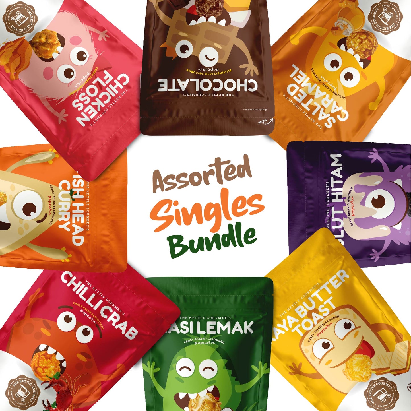 Assorted Singles Popcorn (8 Packs x 65g)