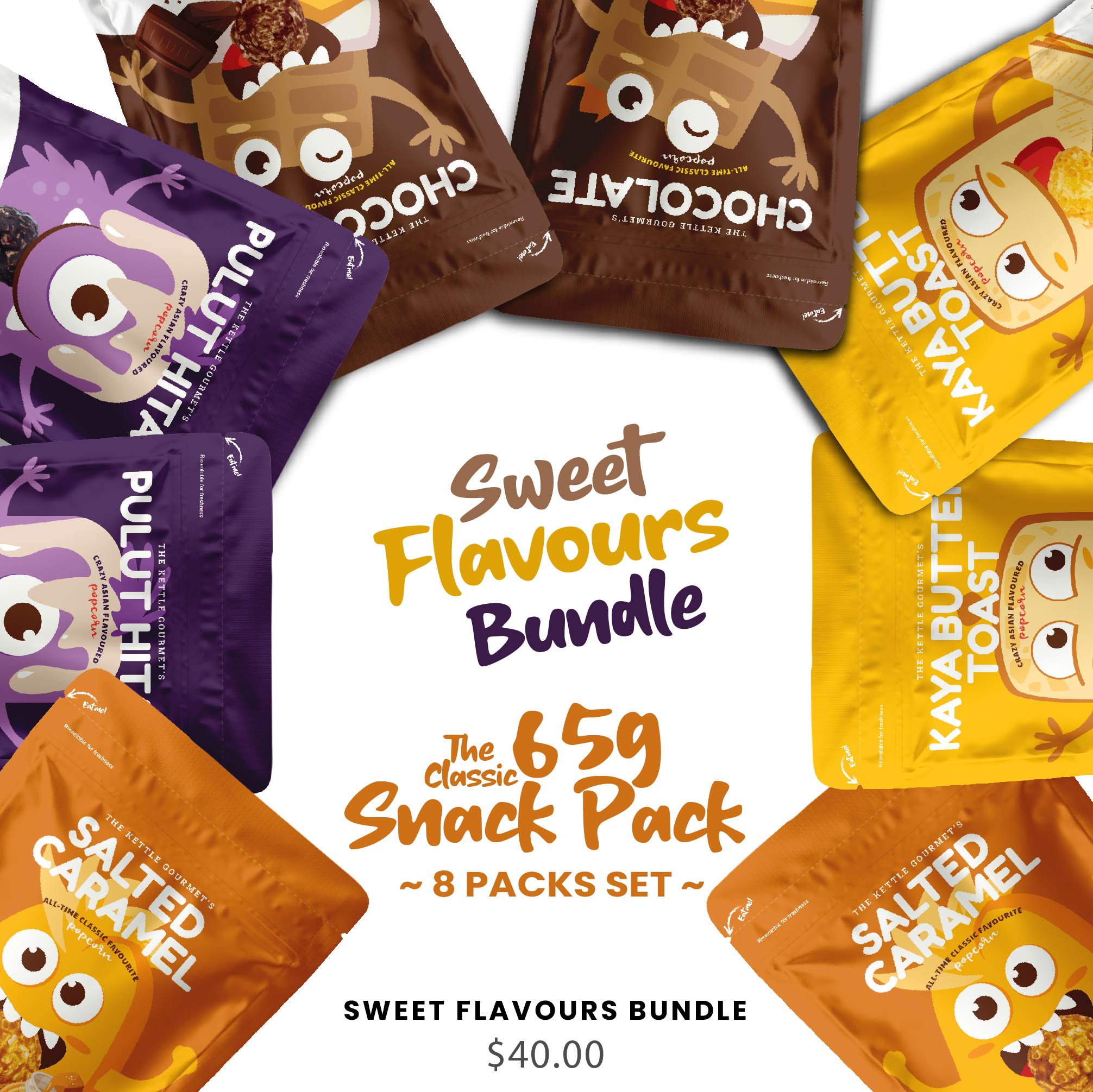 Sweet Flavours Popcorn Bundle (8 Packs x 65g)